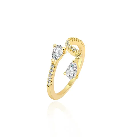 Models Simple Luxury Zirconia Ring Niche Temperament Models Open-end Adjustable Rings - Plated Brass jewelry made by BlueOne Jewelry