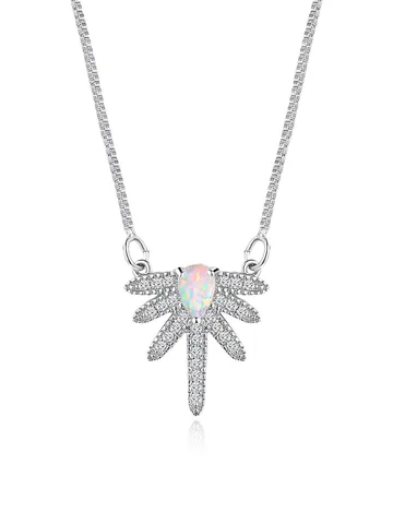 Opal Pendant Necklace with Micro-zirconia Copper Gold-plated High Quality Jewelry Stable - Brass jewelry made by BlueOne Jewelry
