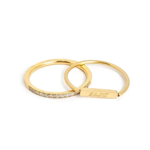 Popular Simple Letters Square Thin Coil Ring Women’s Jewelry Fashion Titanium - Stainless Steel jewelry made by BlueOne Jewelry