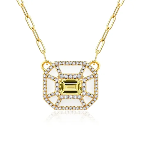Cubic Zirconia Zircon High-grade Shiny Necklace Niche Design Ins Style Personalized Y-Necklace - Plated Brass jewelry made by BlueOne Jewelry