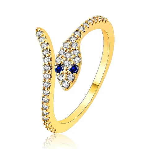 Zirconia-set Multi-layer Spirit Snake Ring Female Niche High Individuality Light Luxury - Plated Brass jewelry made by BlueOne Jewelry