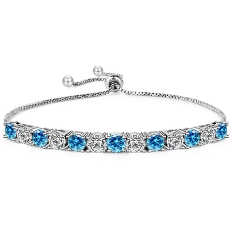 Cubic Zirconia Niche Design 12-color Birthstone Bracelet Multi-color Adjustable Single Row Light Luxury - Plated Brass jewelry made by BlueOne Jewelry