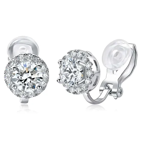 Cubic Zirconia Round Zirconia Ear Clip Female Models Fall and Winter Senior Elegant Ear Cuffs - Plated Brass jewelry made by BlueOne Jewelry