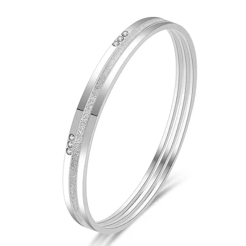Cubic Zirconia Stainless Steel Bracelet for Women Premium Electroplated Colorfast Circle Bangle Diamond-studded - Stainless Steel jewelry made by BlueOne Jewelry