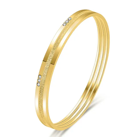Stainless Steel Bracelet for Women Premium Electroplated Colorfast Circle Bangle Diamond-studded - Stainless Steel jewelry made by BlueOne Jewelry