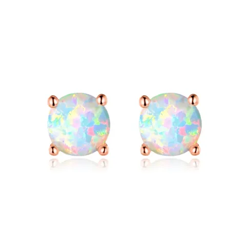 Minimalist Stainless Steel Opal Stud Earrings 4 Claw Opal Sizzler - Stainless Steel jewelry made by BlueOne Jewelry