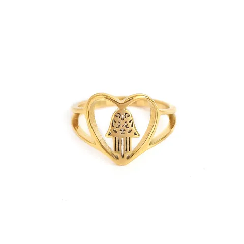 Stainless Steel Jewelry Fashion Couple Laser Cutting Hollow Palm Titanium Steel Ring - Stainless Steel jewelry made by BlueOne Jewelry