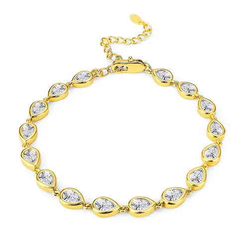 Ultra-shimmer Zirconia Geometric Bracelet Luxury-inspired Sophisticated Wristband Women’s Fresh & Chic - Plated Brass jewelry made by BlueOne Jewelry