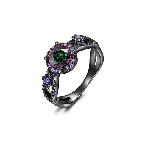 Jewelry Fashion Black Color Zirconia Diamond Ring European and American Fashion - Plated Brass jewelry made by BlueOne Jewelry