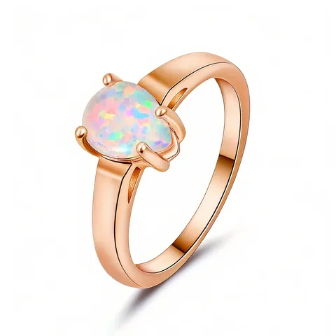 Teardrop-shaped Opal Minimalist Ring Minimalist Niche Luxury Ring - Plated Brass jewelry made by BlueOne Jewelry