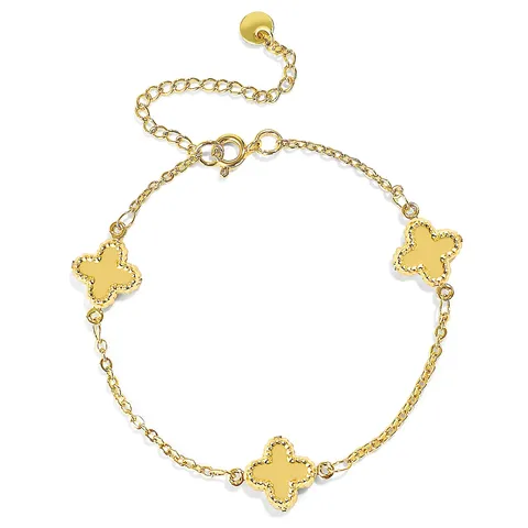 Cross Fashion Simple Lucky Clover Titanium Bracelet Gold Accessories Jewelry - Plated Brass jewelry made by BlueOne Jewelry