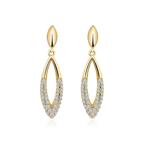 Delicate Geometric Cat’s Eye Wheat Earrings Long Ear Hooks Fashion - Plated Brass jewelry made by BlueOne Jewelry