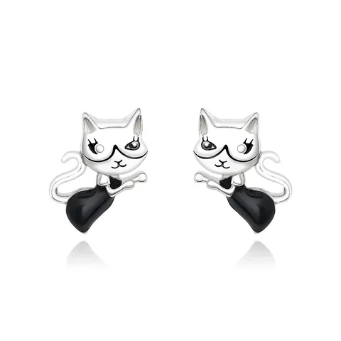Earrings Fashion Pearl Pop Earrings Cat Motif Simple Temperament Jewelry Female - Plated Brass jewelry made by BlueOne Jewelry