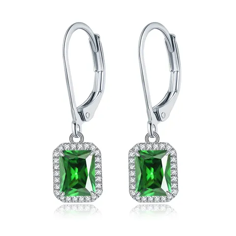 Earrings Female Green Inlaid Zirconia Earrings Simple Earrings Ins Tide Jewelry - Plated Brass jewelry made by BlueOne Jewelry