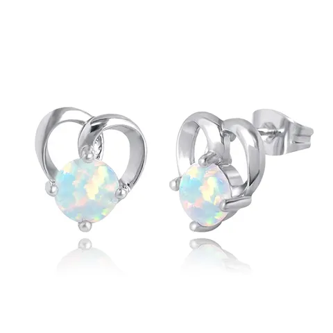 Earrings Female Inlaid Opal Earrings Fashion Heart-shaped South Korea Versatile Ear - Plated Brass jewelry made by BlueOne Jewelry