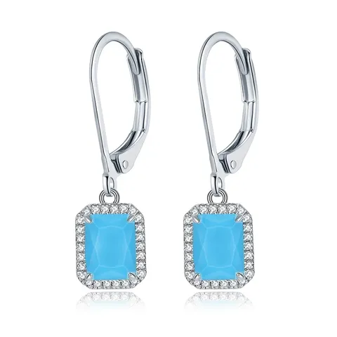 Earrings Female Light Blue Inlaid Zirconia Earrings Simple Earrings Tide Brand - Plated Brass jewelry made by BlueOne Jewelry