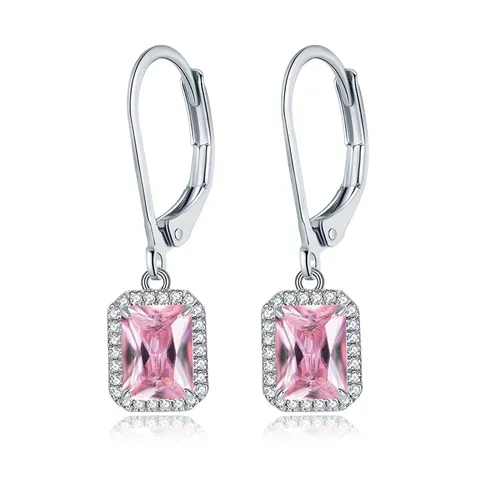 Earrings Female Pink Inlaid Zirconia Earrings Simple Earrings Ins Tide Jewelry - Plated Brass jewelry made by BlueOne Jewelry