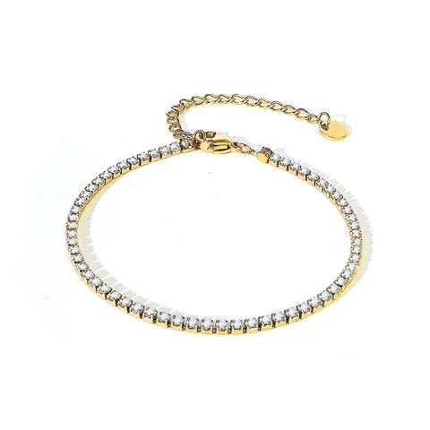 Plated Brass Elegant Simple Personality Light Luxury Wind Jewelry Inlaid Zirconia Design Full Charm Bracelet - Plated Brass jewelry made by BlueOne Jewelry