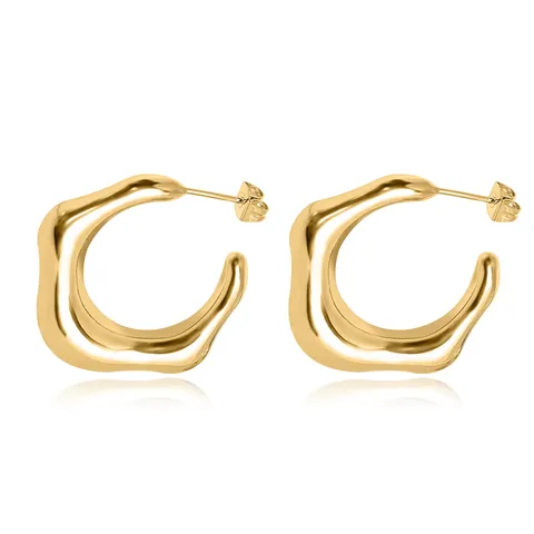Europe and the United States Best-selling Flexible Line C-shaped Earrings Personalized in 18K Gold Plated - Plated Brass jewelry made by BlueOne Jewelry