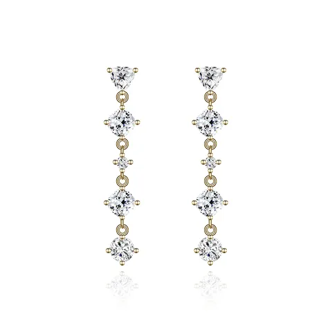 Europe and the United States Copper Plated Real Gold Zircon Earrings - Brass jewelry made by BlueOne Jewelry