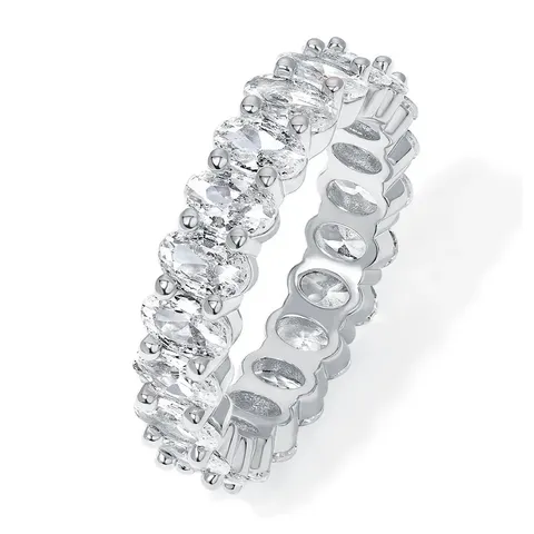 Row Diamond Ring Female Europe and the United States Fashion Luxury - Plated Brass jewelry made by BlueOne Jewelry