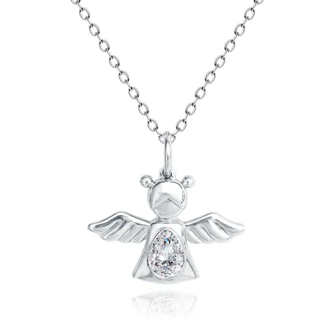 Europe and the United States Fashion Glossy Angel Pendant Necklace Zirconia Collarbone Chain - Plated Brass jewelry made by BlueOne Jewelry