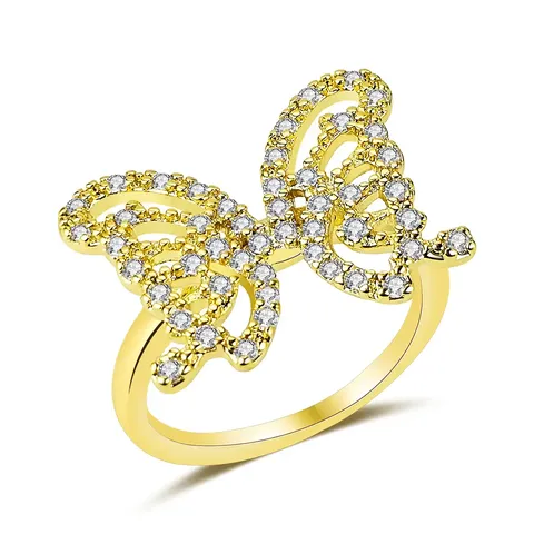 Europe and the United States Fashion Hundreds of Personalized Diamond Butterfly Ring - Plated Brass jewelry made by BlueOne Jewelry
