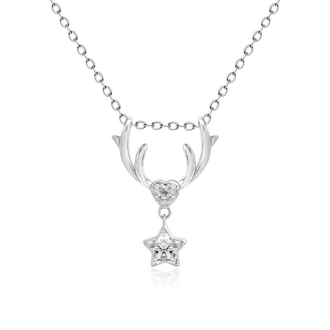 Europe and the United States Fashion Shiny Pendant Necklace Zircon Jewelry Collarbone Chain - Plated Brass jewelry made by BlueOne Jewelry