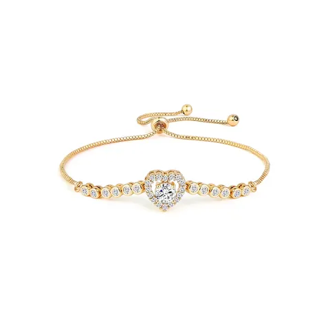 Europe and the United States Full Diamond Heart Bracelet Female Summer - Plated Brass jewelry made by BlueOne Jewelry