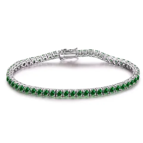 Summer High-end Jewelry Gifts Exquisite Shiny White Gold Plated Brass Bracelet - Brass jewelry made by BlueOne Jewelry