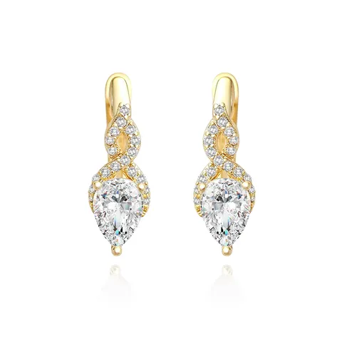 Cubic Zirconia Europe and the United States Ear Buckle Female Korean Small Fresh Earrings - Plated Brass jewelry made by BlueOne Jewelry