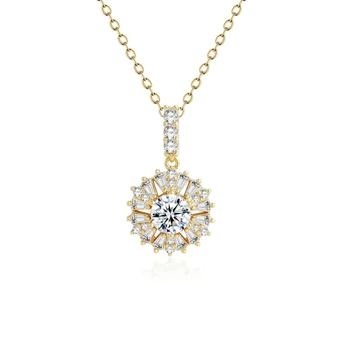 Europe and the United States Geometric Oval Micro-set Zirconia Necklace Niche - Plated Brass jewelry made by BlueOne Jewelry