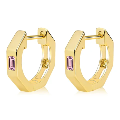 Minimalist Europe and the United States INS Earrings Inlaid Rectangular Zirconia Ear - Plated Brass jewelry made by BlueOne Jewelry