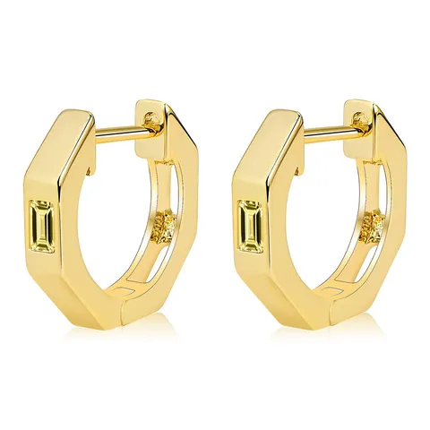 Plated Brass Europe and the United States INS Earrings Inlaid Rectangular Zirconia Ear - Plated Brass jewelry made by BlueOne Jewelry