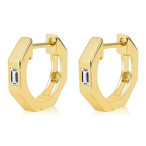 Cubic Zirconia Europe and the United States INS Earrings Inlaid Rectangular Zirconia Ear - Plated Brass jewelry made by BlueOne Jewelry