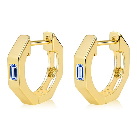 Europe and the United States INS Earrings Inlaid Rectangular Zirconia Ear - Plated Brass jewelry made by BlueOne Jewelry