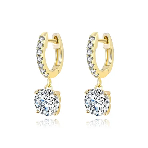 Cubic Zirconia Europe and the United States Copper Plating Real Gold Inlaid 3A Drop Earrings - Brass jewelry made by BlueOne Jewelry