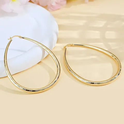 Plated Brass Europe and the United States Earrings Female Water Drop Geometric Ring - Plated Brass jewelry made by BlueOne Jewelry