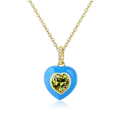 Minimalist Europe and the United States Fashion Micro-set Zircon Drop Oil Small Pendant Necklace - Plated Brass jewelry made by BlueOne Jewelry