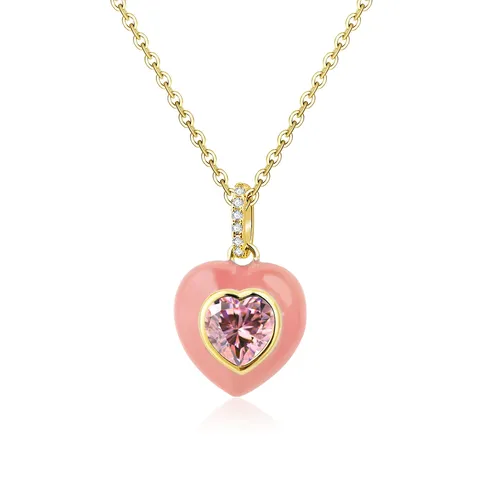 Plated Brass Europe and the United States Fashion Micro-set Zircon Drop Oil Small Pendant Necklace - Plated Brass jewelry made by BlueOne Jewelry