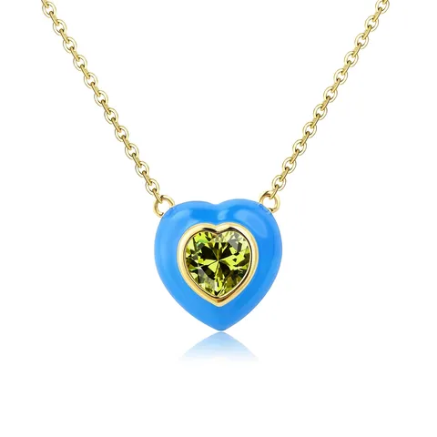 Europe and the United States Fashion Micro-set Zircon Drop Oil Small Pendant Necklace - Plated Brass jewelry made by BlueOne Jewelry