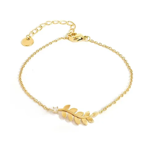 Europe and the United States Jewelry Fashion Gold Lucky Leaves Bracelet - Plated Brass jewelry made by BlueOne Jewelry