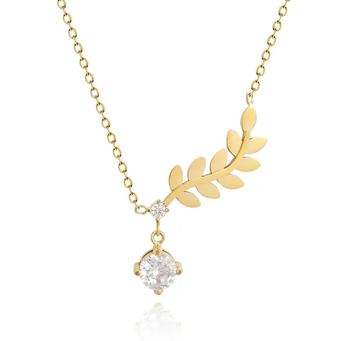 Europe and the United States Jewelry Fashion Gold Lucky Leaves Necklace - Plated Brass jewelry made by BlueOne Jewelry