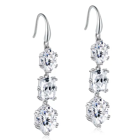 Europe and the United States Retro Personality Simple Geometric Round Zircon Earrings - Plated Brass jewelry made by BlueOne Jewelry