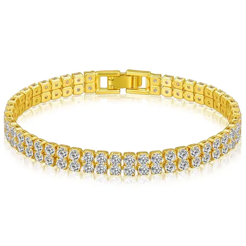 Europe and the United States Double Row Tennis Chain Bracelet Men - Plated Brass jewelry made by BlueOne Jewelry