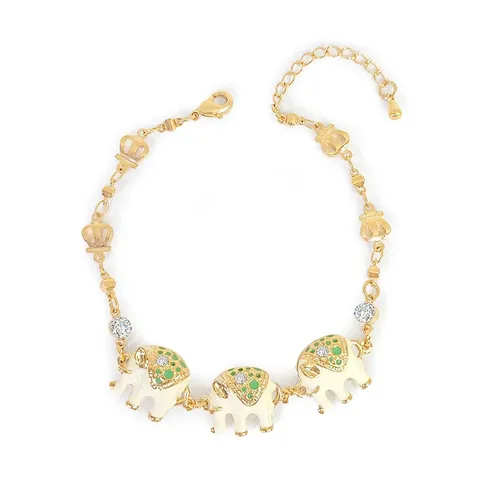 Europe and the United States Elephant Oil Drop with Diamond Bracelet - Style 1841 - Plated Brass jewelry made by BlueOne Jewelry