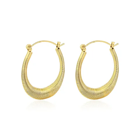 Europe and the United States Exaggerated Style Gold Color Round Spring Earrings - Plated Brass jewelry made by BlueOne Jewelry