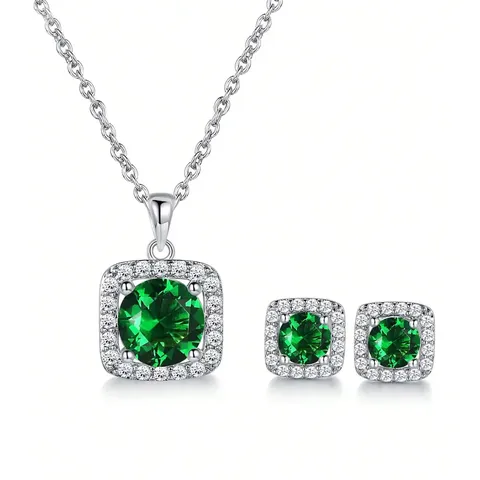 Europe and the United States Fashion 925 Sterling Silver Colorful Natural Jewelry Set - 925 Sterling Silverجوهرry made by BlueOne Jewelry