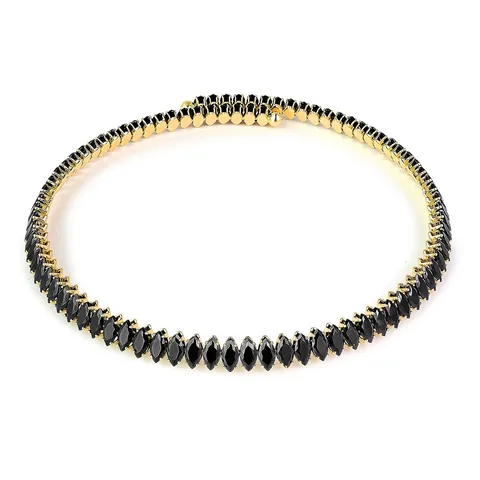 Europe and the United States Fashion Black Zirconia Collar Full Zirconium Necklace - Plated Brass jewelry made by BlueOne Jewelry
