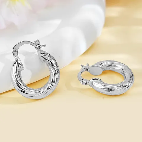 Europe and the United States Fashion Models Simple Thread Circle Earrings - Plated Brass jewelry made by BlueOne Jewelry